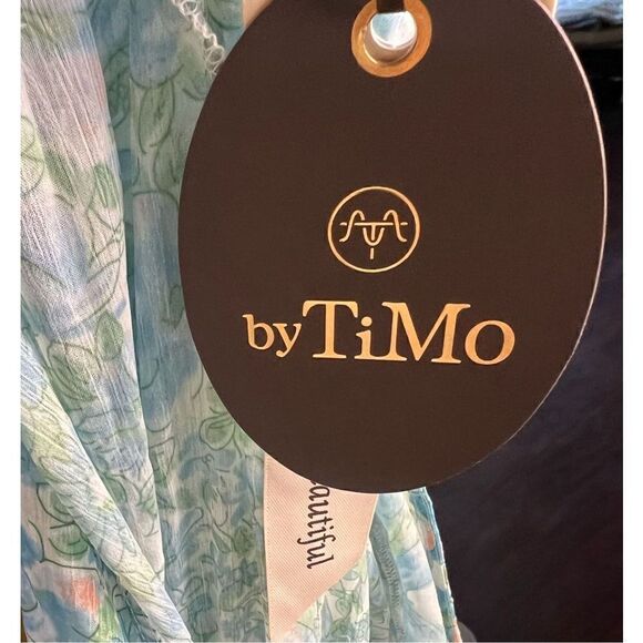 BYTIMO Blue Floral Tiered Chiffon Maxi DRESS -  NWT Size Medium - Picture 9 of 12